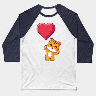 Cute cat holding love balloon Baseball T-Shirt